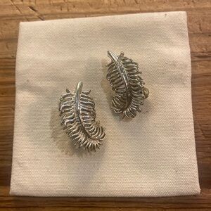 Vintage silver (not 925) clip on leaf earrings